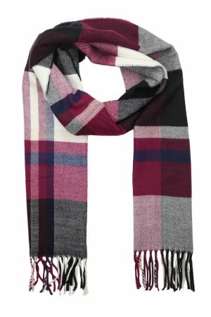 wine multi cashmere check scarf
