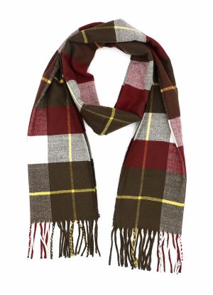 dark olive wine cashmere plaid scarf