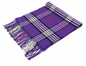 purple plaid cashmere scarf