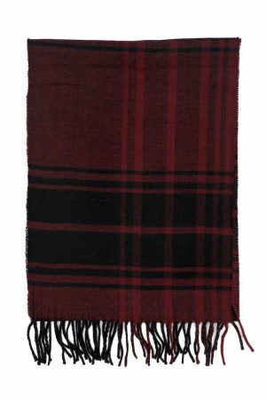 black wine cashmere plaid scarf
