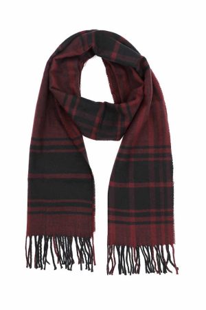 black wine cashmere plaid scarf