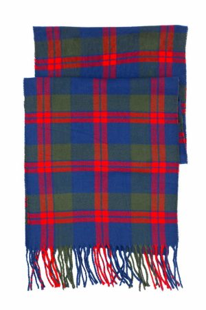 blue red olive plaid cashmere scarf