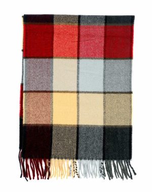 camel grey multi cashmere tartan scarf