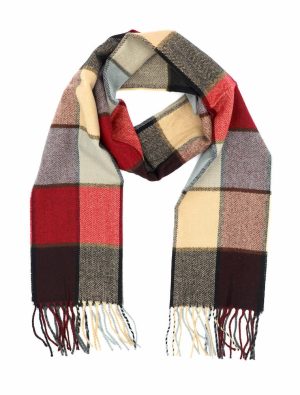 camel grey multi cashmere tartan scarf
