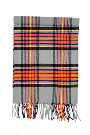 Alternative view of Grey Orange Cashmere Feel Tartan Plaid Scarf