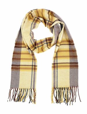 camel grey cashmere plaid scarf