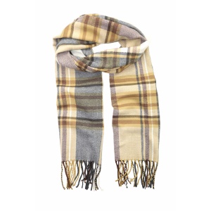camel grey cashmere plaid scarf