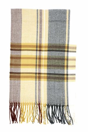 camel grey cashmere plaid scarf