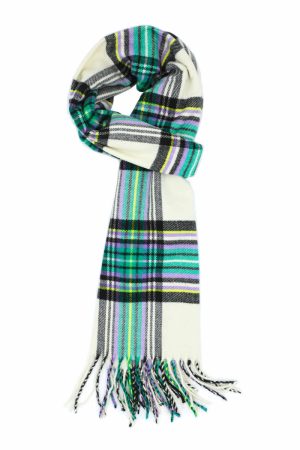 ivory green tartan plaid scarf