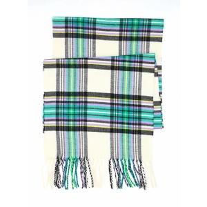 ivory green tartan plaid scarf