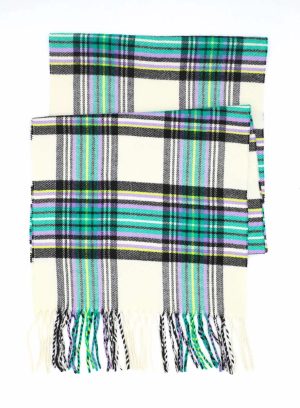 ivory green tartan plaid scarf