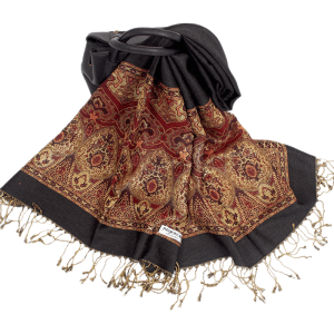 black bohemian metallic pashmina shawl 080