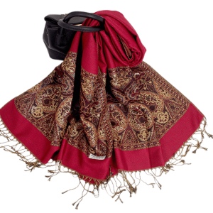 red bohemian metallic pashmina shawl 080