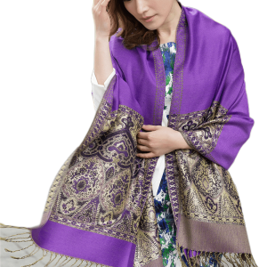 purple bohemian metallic pashmina shawl 080