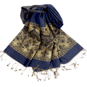 navy bohemian metallic pashmina shawl 080