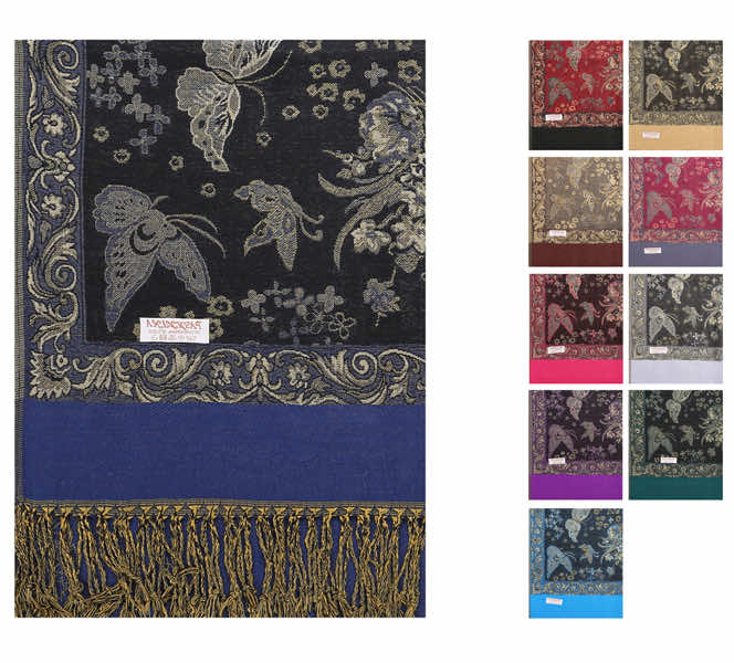 12 pack butterfly metallic pashmina shawl M50