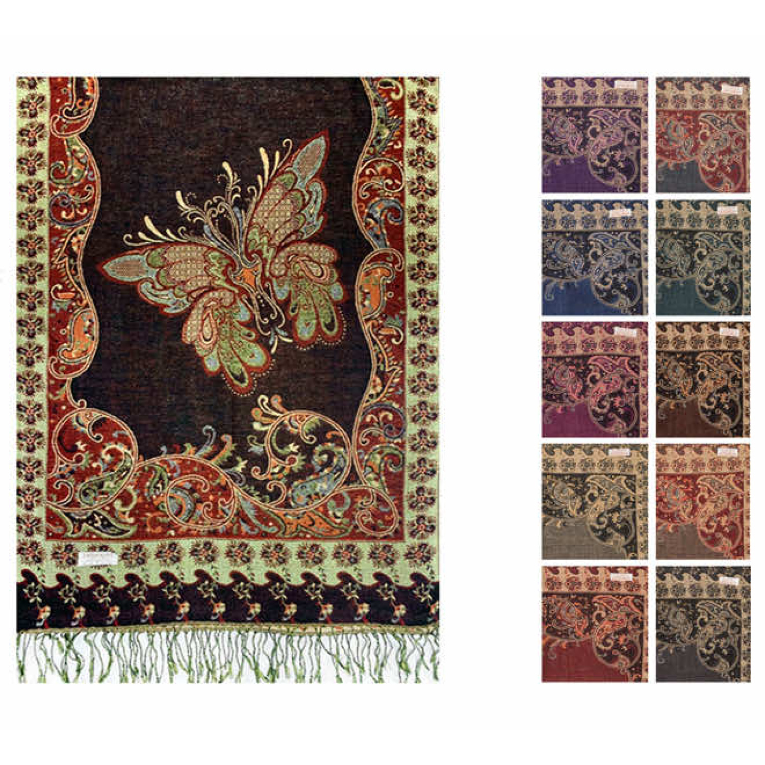 Butterfly Metallic Pashmina Shawl M19 (1 DZ, Asst. Color) - US ...