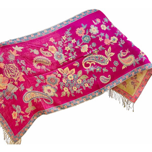 fuchsia floral metallic pashmina shawl scarf 057