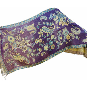purple floral metallic pashmina shawl scarf 057