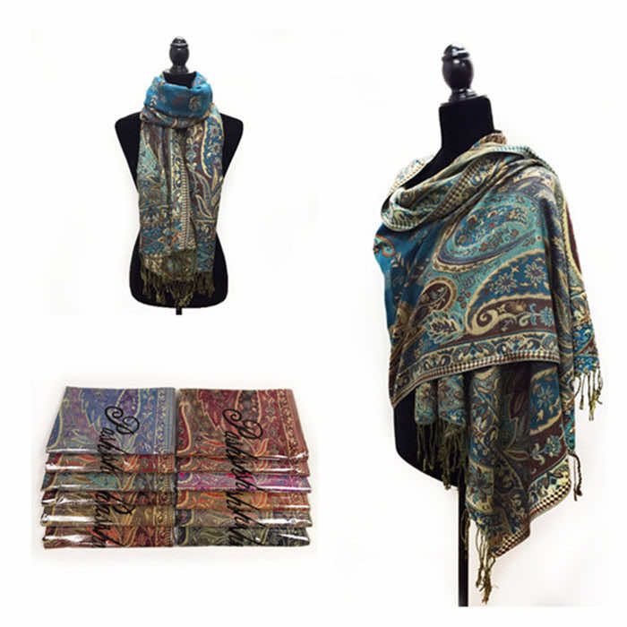 12 pack indian metallic pashmina scarf 059