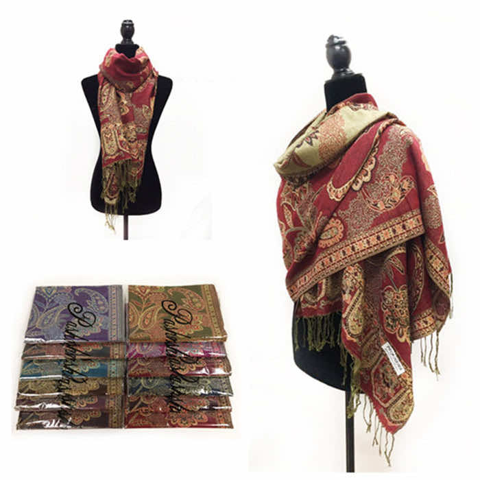 12 pack indian metallic pashmina shawl scarf 058