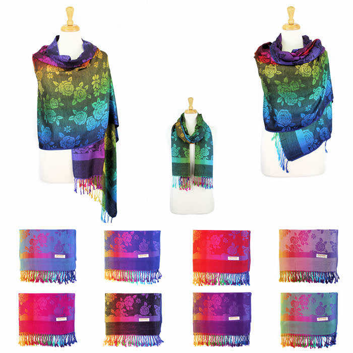 12 pack rainbow flower pashmina shawl scarf 066