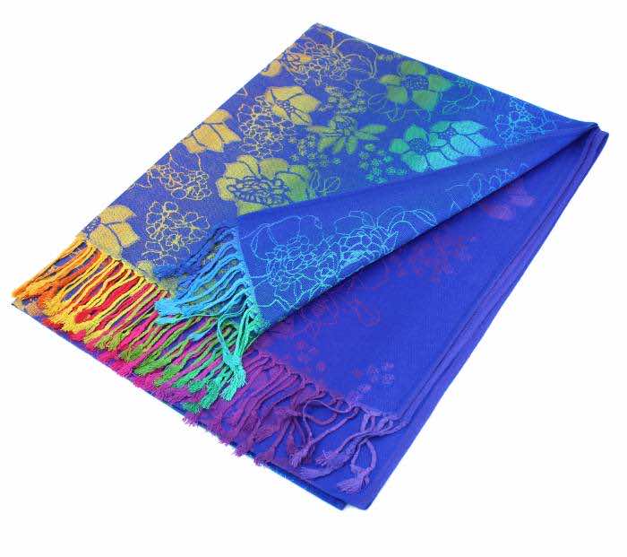 blue rainbow ombre pashmina shawl scarf