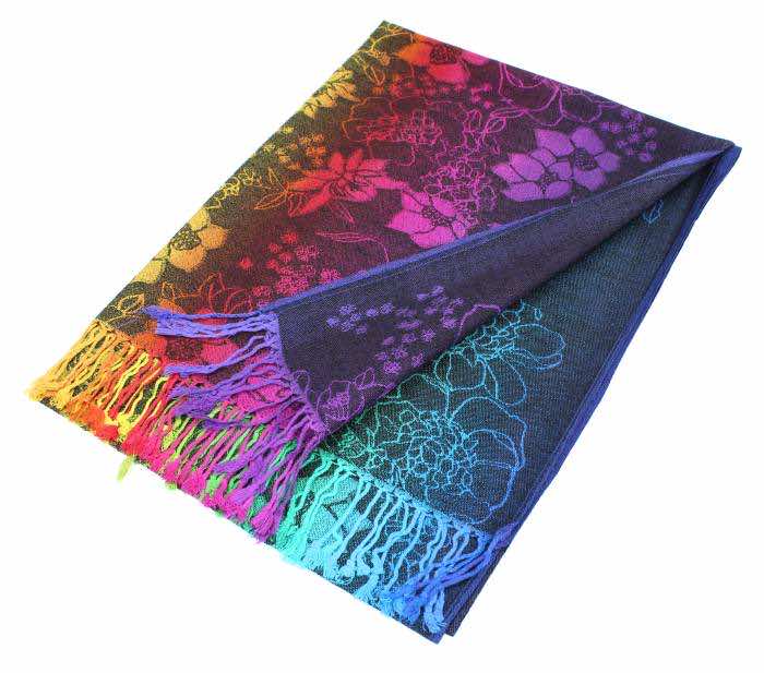 black rainbow ombre pashmina shawl scarf