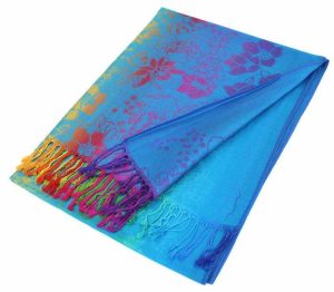 light blue rainbow ombre pashmina shawl scarf