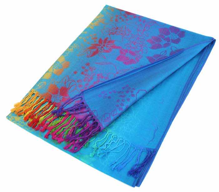 light blue rainbow ombre pashmina shawl scarf
