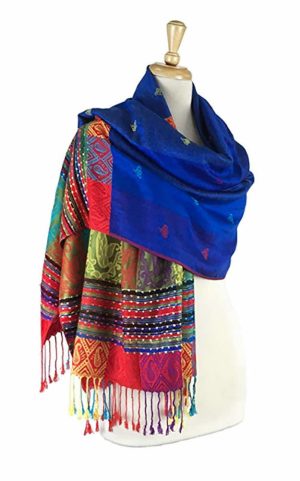 blue rainbow ombre pashmina shawl scarf 56