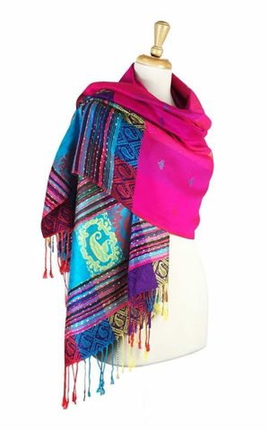 fuchsia rainbow ombre pashmina shawl scarf 56