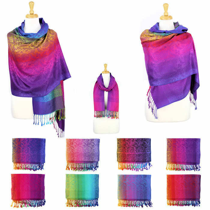 12 pack rainbow ombre pashmina shawl scarf 064