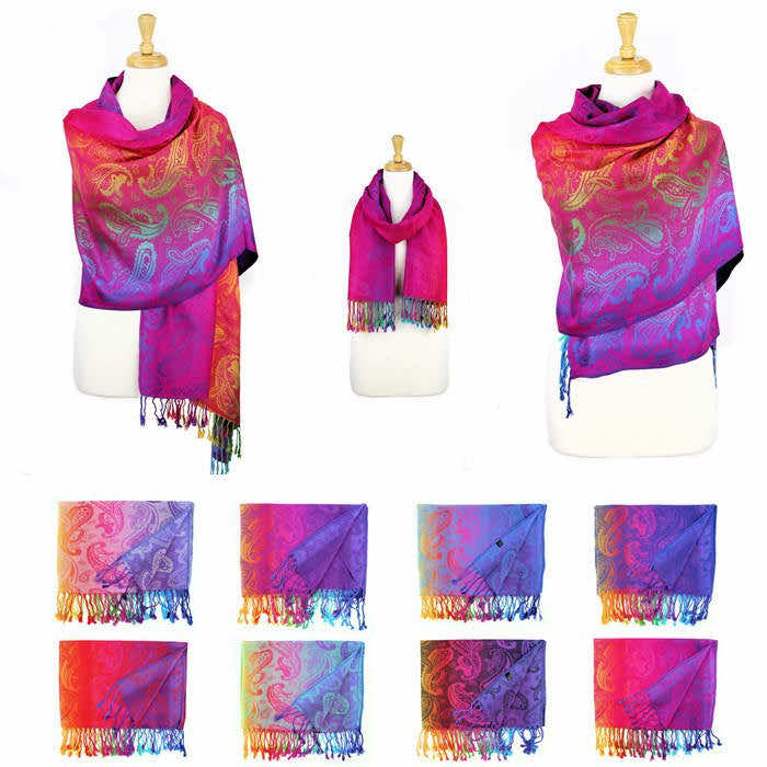 12 pack rainbow paisley pashmina shawl scarf 061
