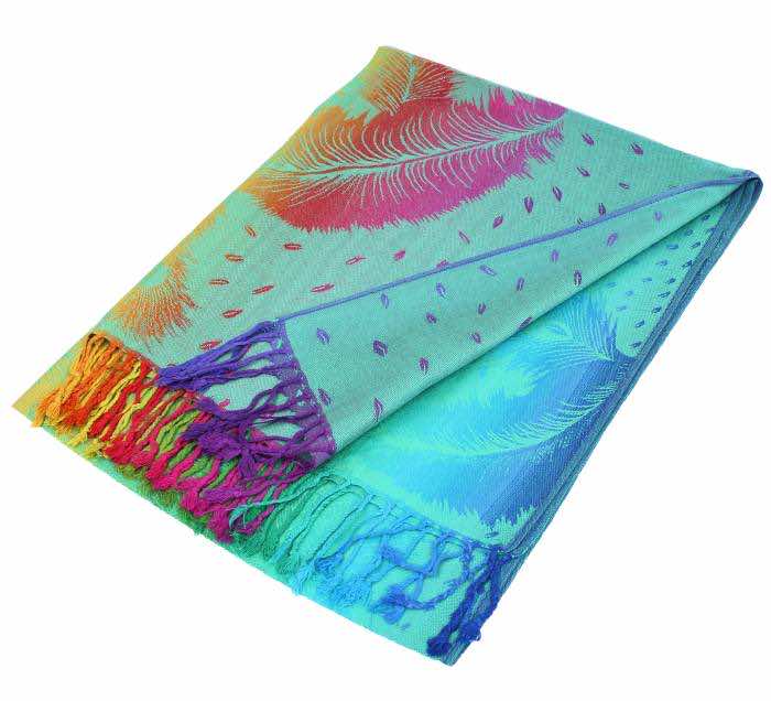 auqa rainbow peacock pashmina shawl scarf