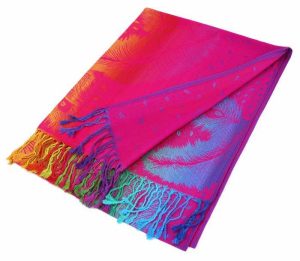 fuchsia rainbow peacock pashmina shawl scarf