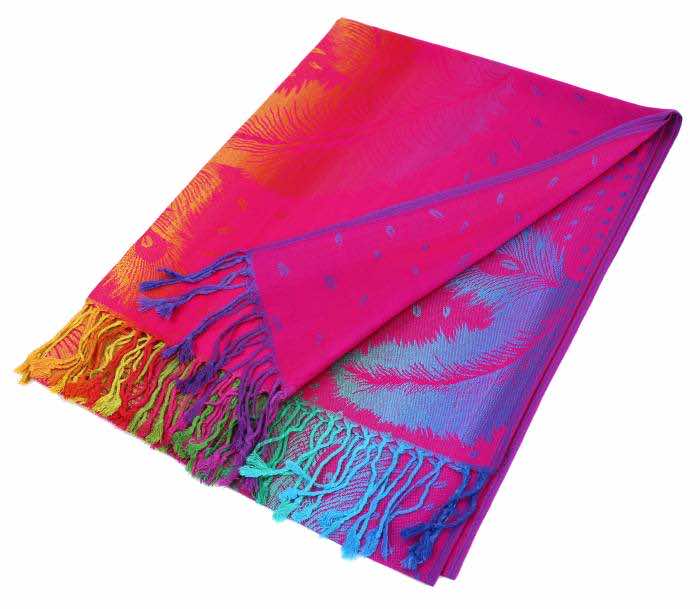 fuchsia rainbow peacock pashmina shawl scarf