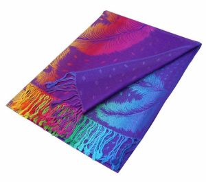 purple rainbow peacock pashmina shawl scarf