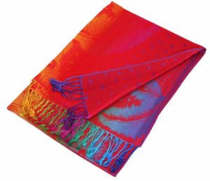 red rainbow peacock pashmina shawl scarf