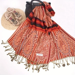 pink retro boho paisley pashmina shawl 089