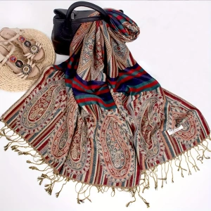 teal retro boho paisley pashmina shawl 089