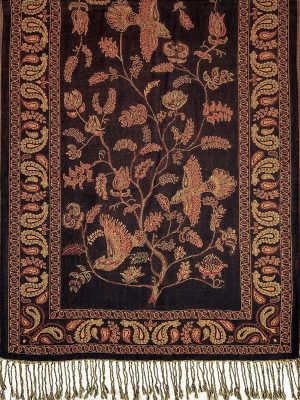 black red Persian botanical pashmina shawl