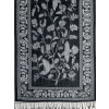 black white Persian botanical pashmina shawl
