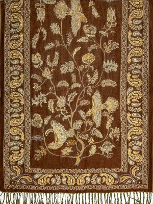 brown Persian botanical pashmina shawl