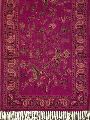 fuchsia Persian botanical pashmina shawl
